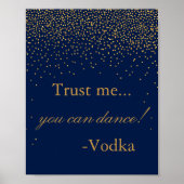 Navy Blue & Glam Gold Confetti Wedding Party Sign Poster (Voorkant)