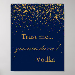 Navy Blue & Glam Gold Confetti Wedding Party Sign Poster