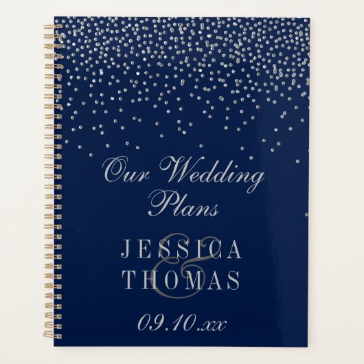 Navy Blue & Glam S Confetti bruiloft Planner (Voorkant)