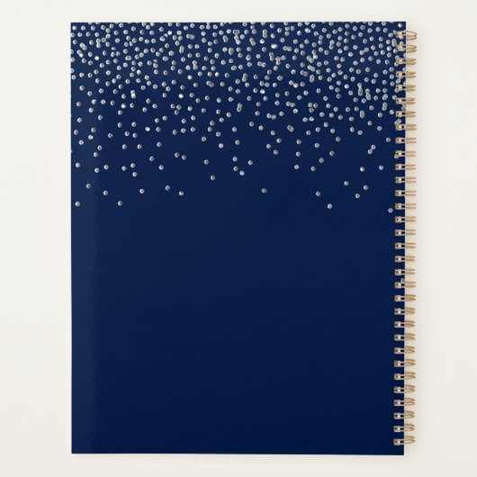 Navy Blue & Glam S Confetti bruiloft Planner (Achterkant)