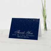 Navy Blue & Glam Silver Confetti bruiloft dank u Folie Wenskaart (Voorkant)