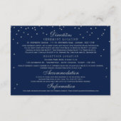 Navy Blue & Glam Silver Confetti trouwgegevens Informatiekaartje (Achterkant)