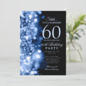 Navy Blue Glam Verrassingsfeest 60e Verjaardag Kaart (Staand voorkant)