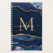 Navy Blue Glitter Agate Geode Girly Monogram Planner (Voorkant)