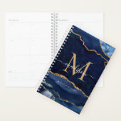 Navy Blue Glitter Agate Geode Girly Monogram Planner (Display)