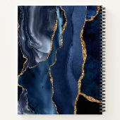 Navy Blue Glitter Agate Geode Monogram Notitieboek (Achterkant)