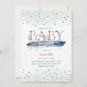 Navy Blue Glitter Baby Boy Shower Kaart (Voorkant)