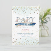 Navy Blue Glitter Baby Boy Shower Kaart (Staand voorkant)