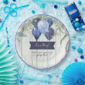 Navy Blue Glitter Balloons Eucalyptus Baby shower Papieren Bordje (Feest)