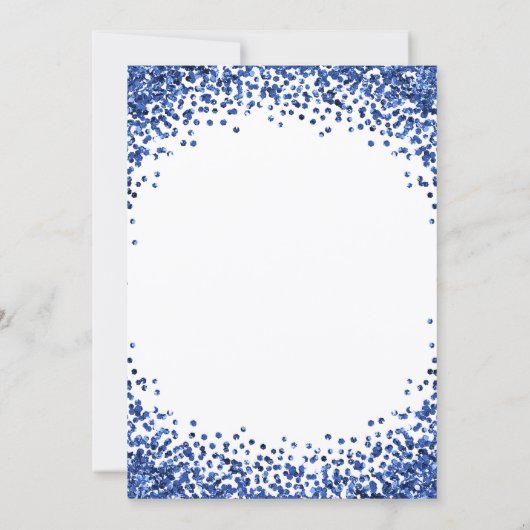 Navy Blue Glitter Border White Christmas Party Kaart (Achterkant)