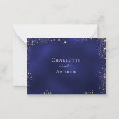 Navy Blue Glitter bruiloft RSVP Notitiekaartje (Achterkant)