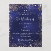 Navy Blue Glitter bruiloft Uitnodiging Briefkaart (Voorkant)