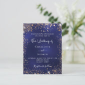 Navy Blue Glitter bruiloft Uitnodiging Briefkaart (Staand voorkant)
