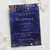 Navy Blue Glitter bruiloft Uitnodiging Briefkaart