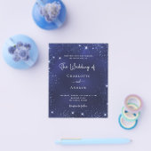 Navy blue glitter budget bruiloft uitnodiging flyer (Enkel)