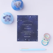 Navy blue glitter budget bruiloft uitnodiging flyer (Enkel)
