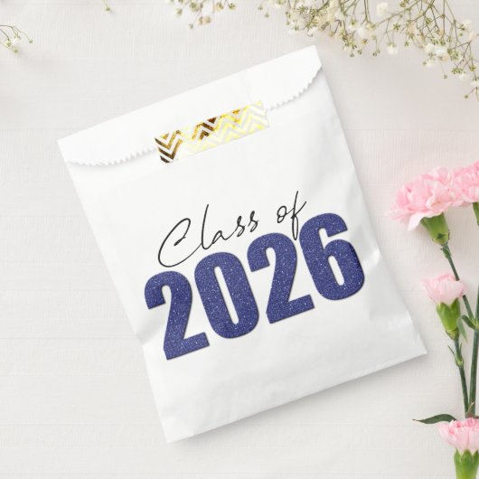 Navy Blue Glitter Class of 2026 Bedankzakje (Gezegeld)