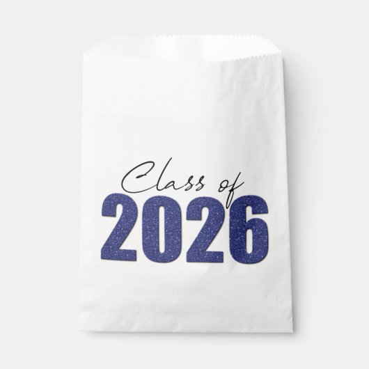 Navy Blue Glitter Class of 2026 Bedankzakje (Voorkant)