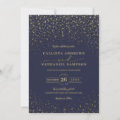 Navy Blue Glitter Confetti Wedding Kaart (Voorkant)