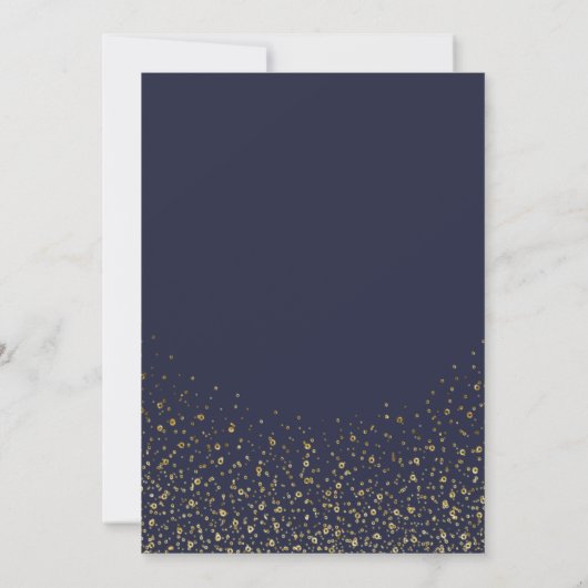 Navy Blue Glitter Confetti Wedding Kaart (Achterkant)