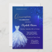 Navy Blue Glitter Drivers, Dress Blue Quinceañera Kaart (Voorkant)