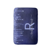 Navy blue glitter druppelt monogram naam badmat (Voorkant Verticaal)