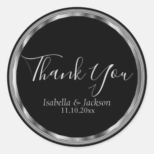 Navy Blue Glitter en Silver Ronde Sticker (Voorkant)