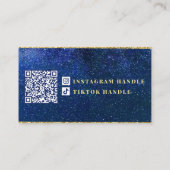 Navy Blue Glitter Feminine Celestial , gepersonali Visitekaartje (Achterkant)
