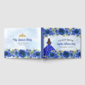 Navy Blue Glitter Floral Princess Quinceañera Gastenboek (Volledig)