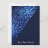 Navy Blue Glitter Floral Waterverf Mis Quince Kaart (Achterkant)