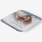 Navy Blue Glitter Foto Naam Afstuderen 2024 Party Papieren Bordje (Gebogen)