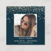 Navy Blue Glitter Foto | Sociale media | QR-code Vierkante Visitekaartje (Voorkant)