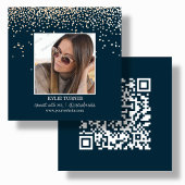 Navy Blue Glitter Foto | Sociale media | QR-code Vierkante Visitekaartje