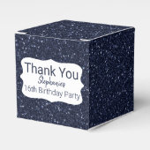 Navy Blue Glitter Happy Birthday Bedankdoosjes (Voorkant Zijde)