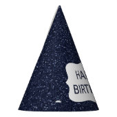 Navy Blue Glitter Happy Birthday Feesthoedjes (Links)