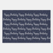 Navy Blue Glitter Happy Birthday Inpakpapier Vel (Voorkant 2)