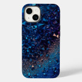 Navy Blue Glitter iPhone Mate Stoer Hoesje (Achterkant)