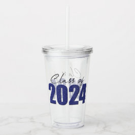 Navy Blue Glitter Klasse van 2024 Acryl Drinkbeker