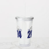 Navy Blue Glitter Klasse van 2024 Acryl Drinkbeker (Rechts)