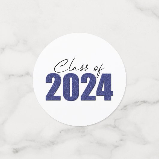 Navy Blue Glitter Klasse van 2024 Confetti (Kleine voorkant)