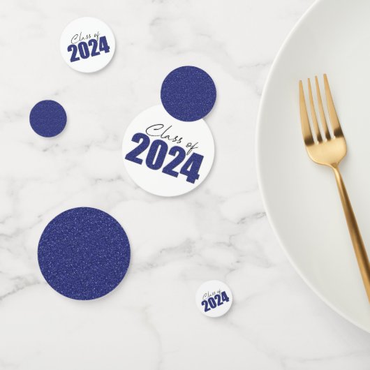 Navy Blue Glitter Klasse van 2024 Confetti (Groep)