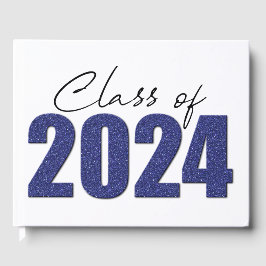 Navy Blue Glitter Klasse van 2024 Gastenboek