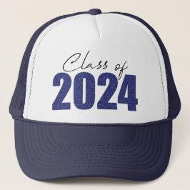 Navy Blue Glitter Klasse van 2024 Trucker Pet