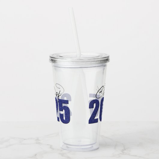 Navy Blue Glitter Klasse van 2025 Acryl Drinkbeker (Links)