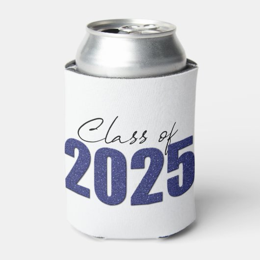 Navy Blue Glitter Klasse van 2025 Blikjeskoeler (Blikje Voorkant)