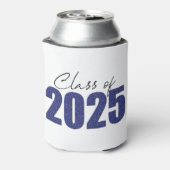 Navy Blue Glitter Klasse van 2025 Blikjeskoeler (Blikje Achterkant)
