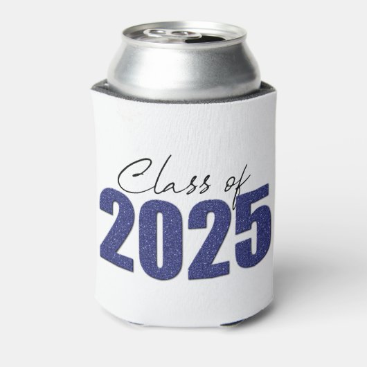 Navy Blue Glitter Klasse van 2025 Blikjeskoeler (Blikje Achterkant)