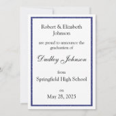 Navy Blue Glitter Klasse van 2025 Foto Aankondigin Kaart (Achterkant)