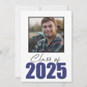 Navy Blue Glitter Klasse van 2025 Foto Open Huis Kaart (Voorkant)