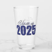 Navy Blue Glitter Klasse van 2025 Glas (Achterkant)